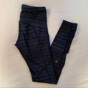 lululemon speed tights - black and blue stripe